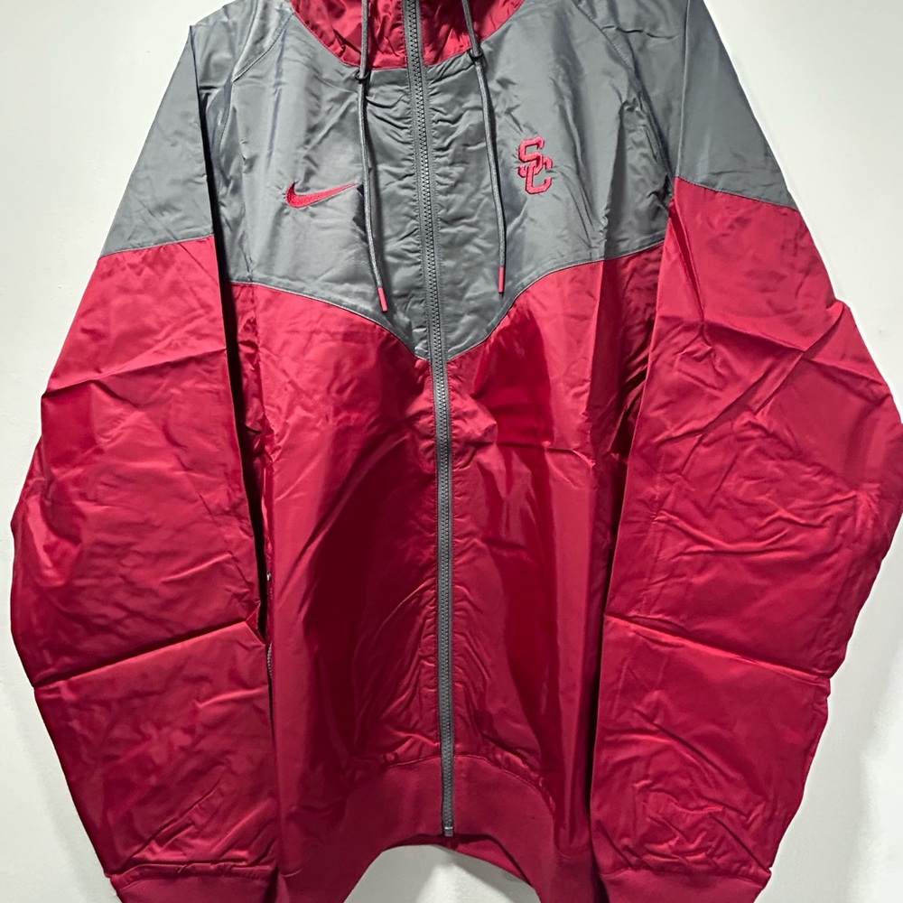 USC Nike Red and Gray Hooded Jacket